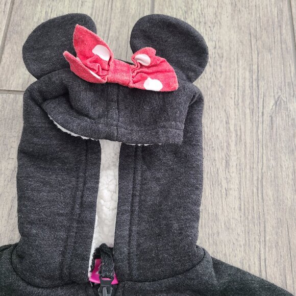 Disney Junior Minnie Mouse baby girl grey zippered down sweater size 12 M - Picture 3 of 8
